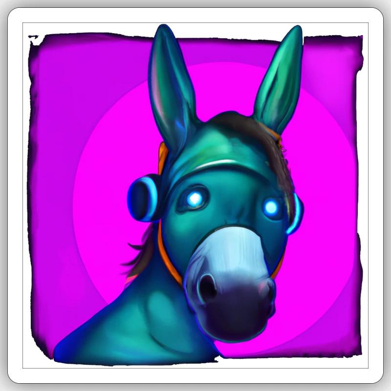 Synthwave Donkey Sticker taille S (10 x 10 cm)