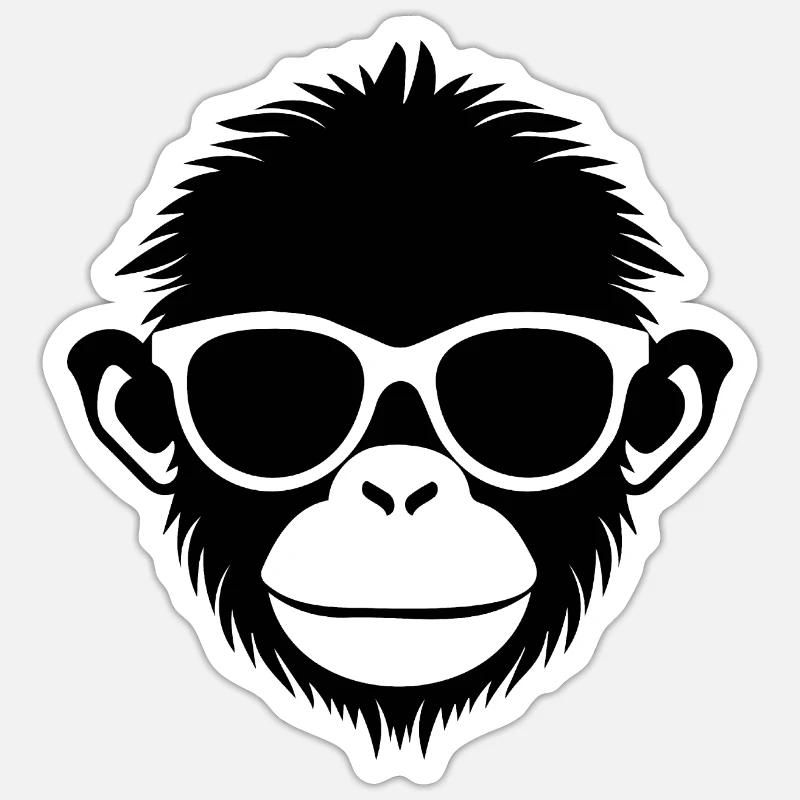 Singe Singe Visage de Singe Jungle - Sticker taille S (10 x 10 cm) - blanc mat