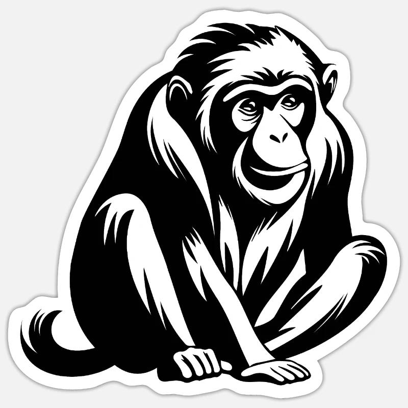 Singe Singe Visage de Singe Jungle - Sticker taille S (10 x 10 cm) - blanc mat