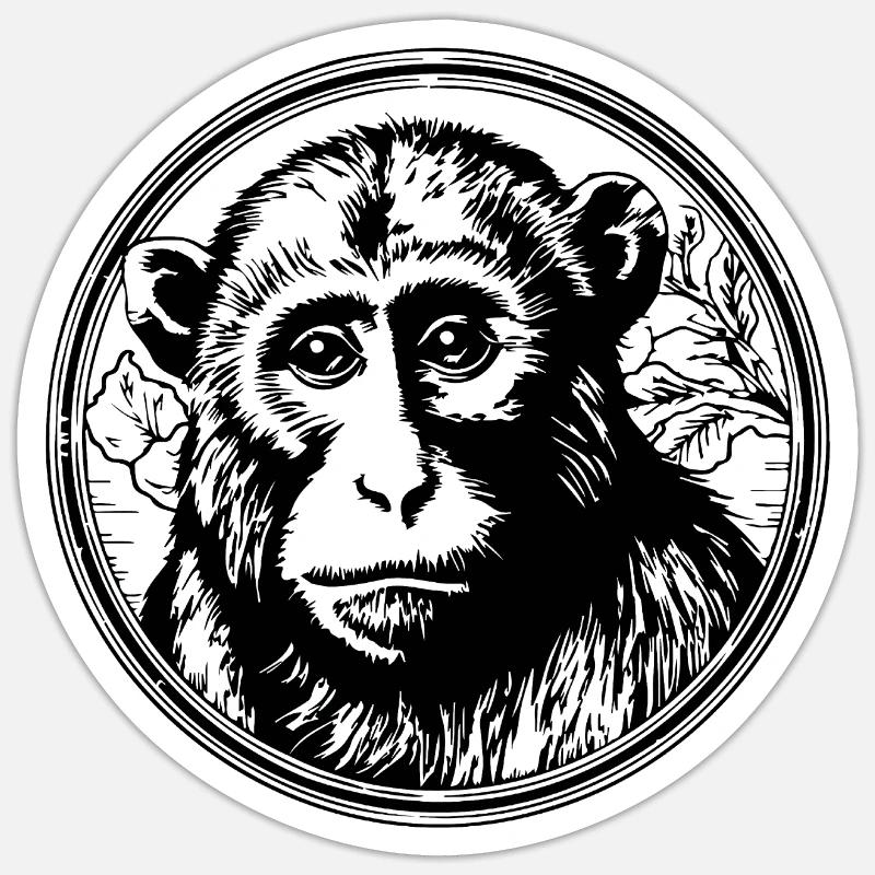 Monkey Monkey Monkey Face Jungle - Sticker size S (10 x 10 cm) - white matte
