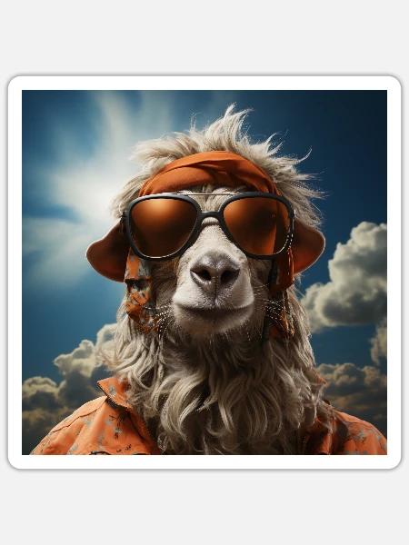Strand-Schaf: Sonnenbrillen-Coolness - Sticker Größe S (10 x 10 cm) - Mattweiß