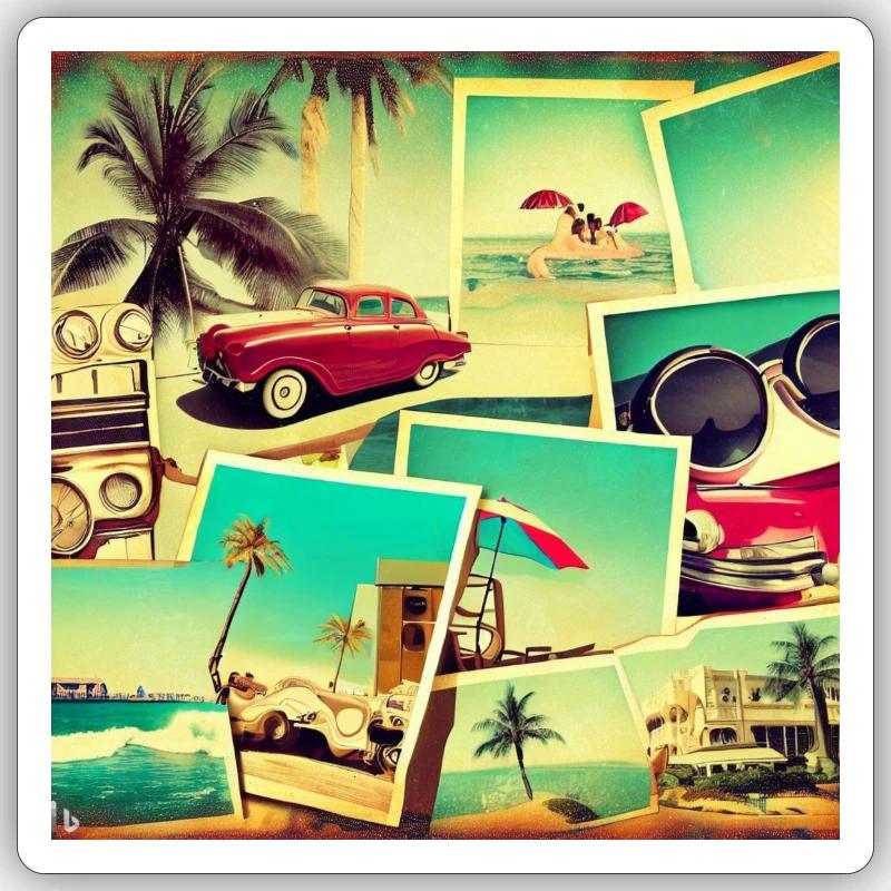 Urlaub Retro - Sticker Größe S (10 x 10 cm) - Mattweiß