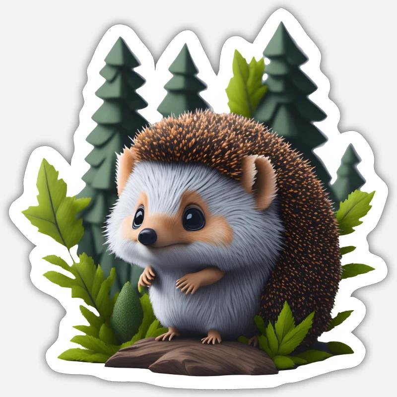 Petit hérisson - Sticker taille S (10 x 10 cm) - blanc mat
