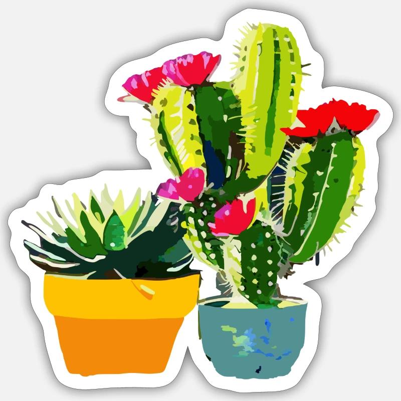 Cactus - Sticker taille S (10 x 10 cm) - blanc mat