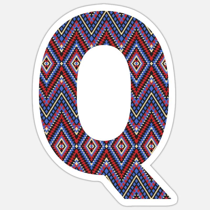 Monogram Letter Q- geometric pattern - Sticker size S (10 x 10 cm) - white matte
