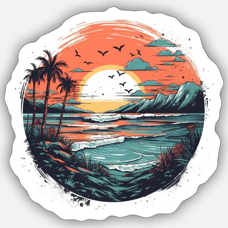 Sunset - Sticker Größe S (10 x 10 cm) - Mattweiß