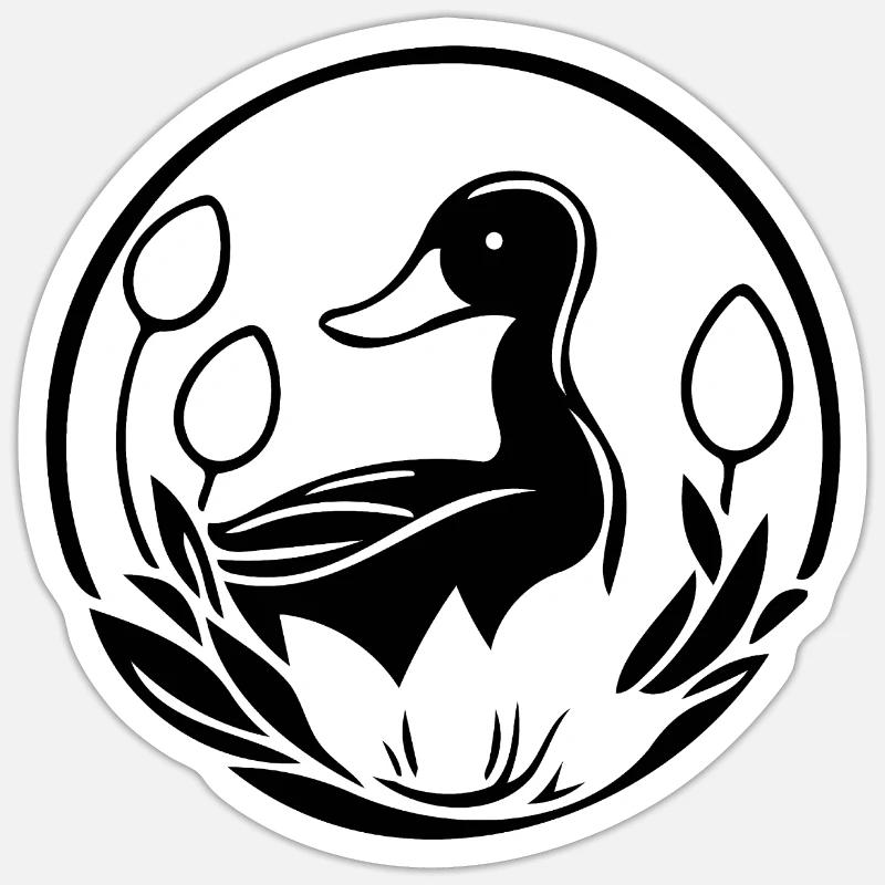Canard Oiseaux Canards - Sticker taille S (10 x 10 cm) - blanc mat