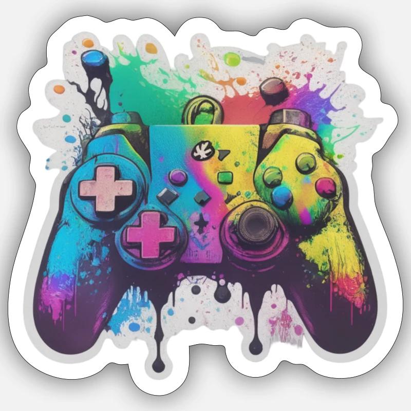 Gaming Controller Rainbow Splash Sticker Größe S (10 x 10 cm)