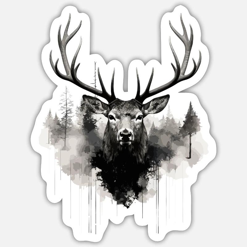 Deer - Sticker size S (10 x 10 cm) - white matte