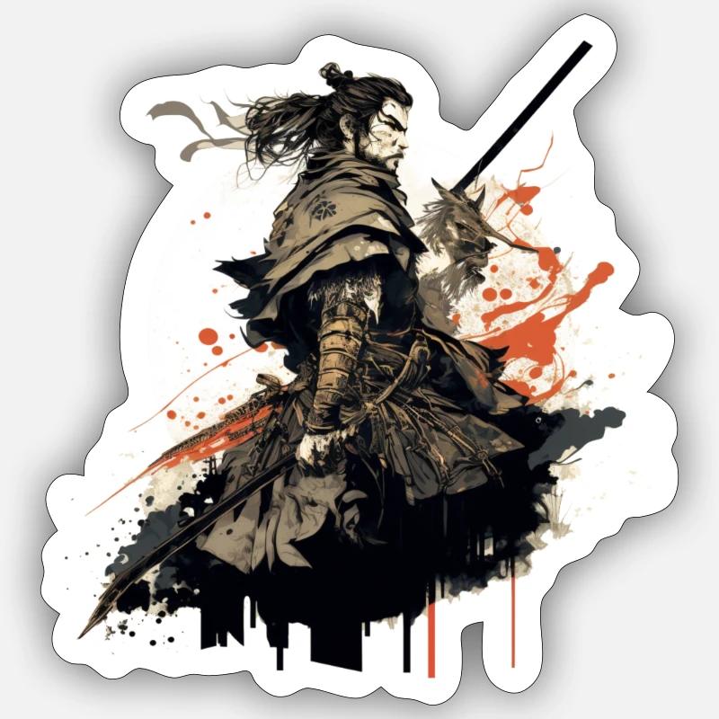 Samurai - Sticker Größe S (10 x 10 cm) - Mattweiß