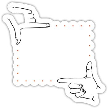 Handzeichen Bildausschnitt – 2 Farben - Sticker Größe S (10 x 10 cm) - Mattweiß - Vorne