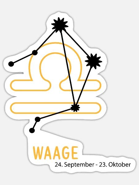 Sternzeichen Illustration Waage - Sticker Größe S (10 x 10 cm) - Mattweiß