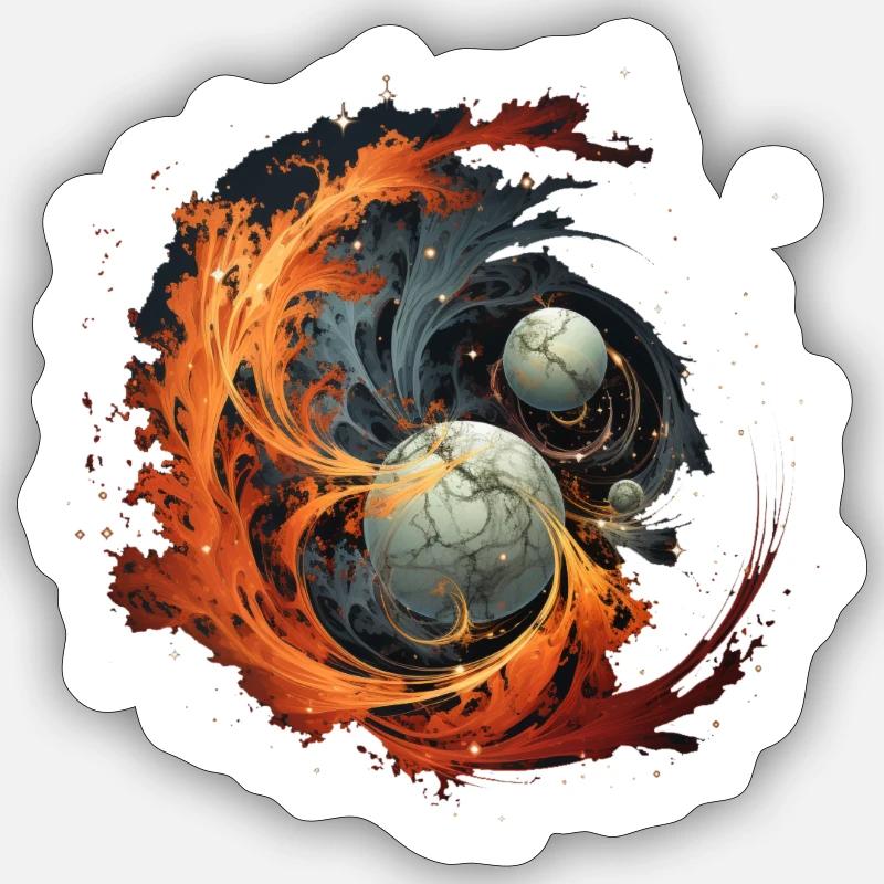 Smoking planets - Sticker taille S (10 x 10 cm) - blanc mat