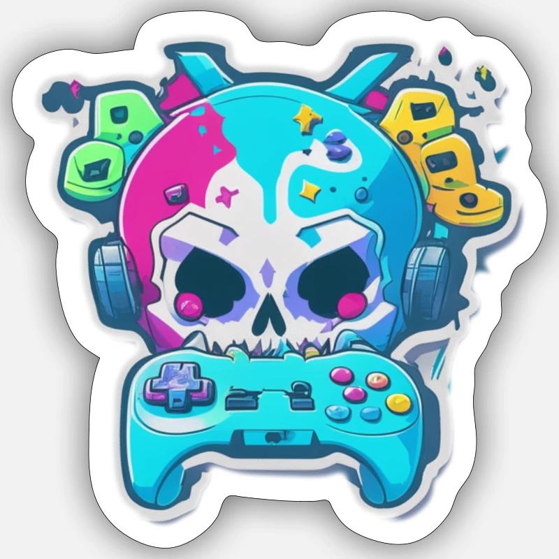 Skullhead Controller - Sticker Größe S (10 x 10 cm) - Mattweiß