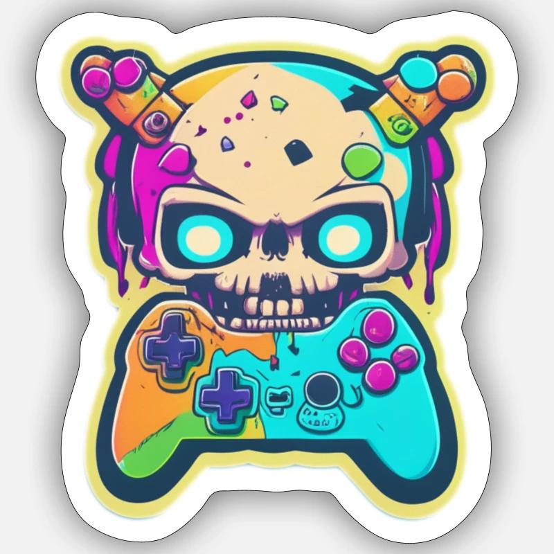 Skullhead Controller - Sticker size S (10 x 10 cm) - white matte