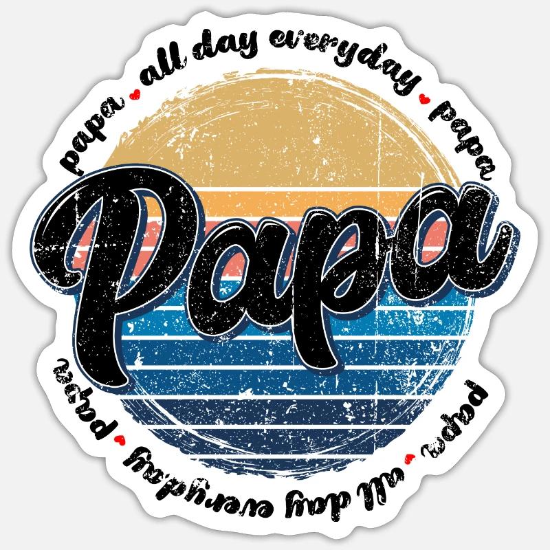 Papa Retro Sunset Script - Sticker size S (10 x 10 cm) - white matte