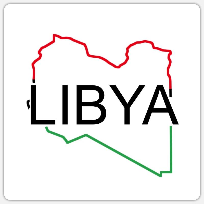 Carte de la Libye - Sticker taille S (10 x 10 cm) - blanc mat