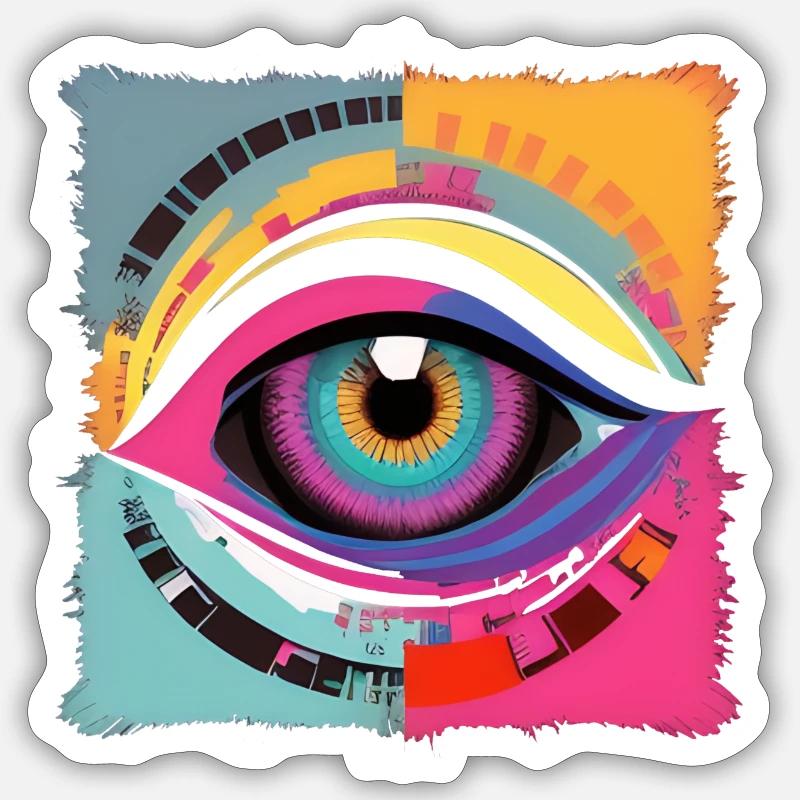 Eye cube - Sticker taille S (10 x 10 cm) - blanc mat