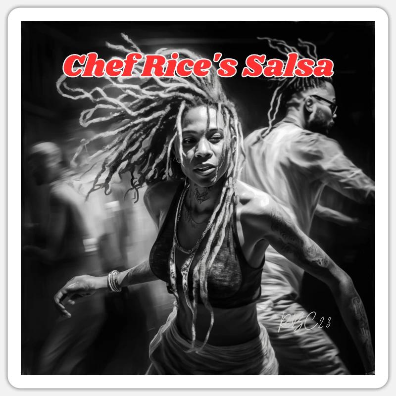 Chef Rice s Salsa - Sticker taille S (10 x 10 cm) - blanc mat