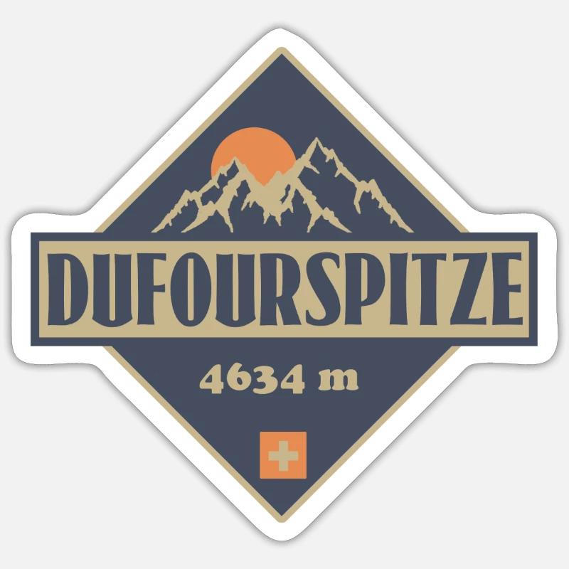 Dufourspitze - Sticker Größe S (10 x 10 cm) - Mattweiß