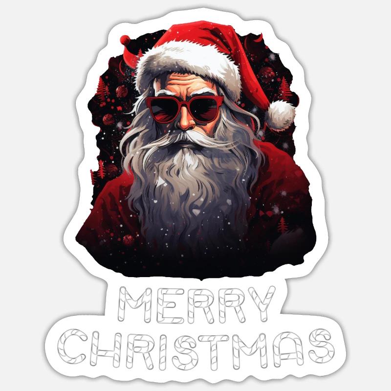 Weihnachtsmann - Marry Christmas - Sticker Größe S (10 x 10 cm) - Mattweiß