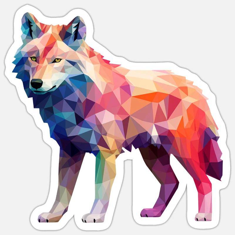 Wolf Geometric Drawing - Sticker size S (10 x 10 cm) - white matte