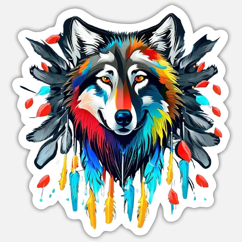 Wolf - Illustration 2 - Sticker Größe S (10 x 10 cm) - Mattweiß