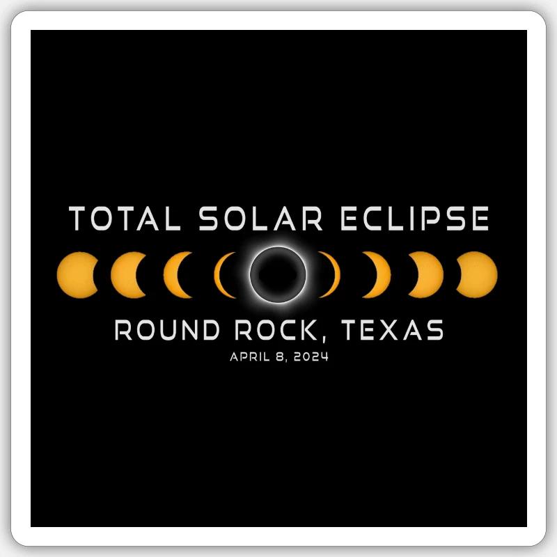 Round Rock Texas 2024 Eclipse Cool Souvenir April - Sticker Größe S (10 x 10 cm) - Mattweiß