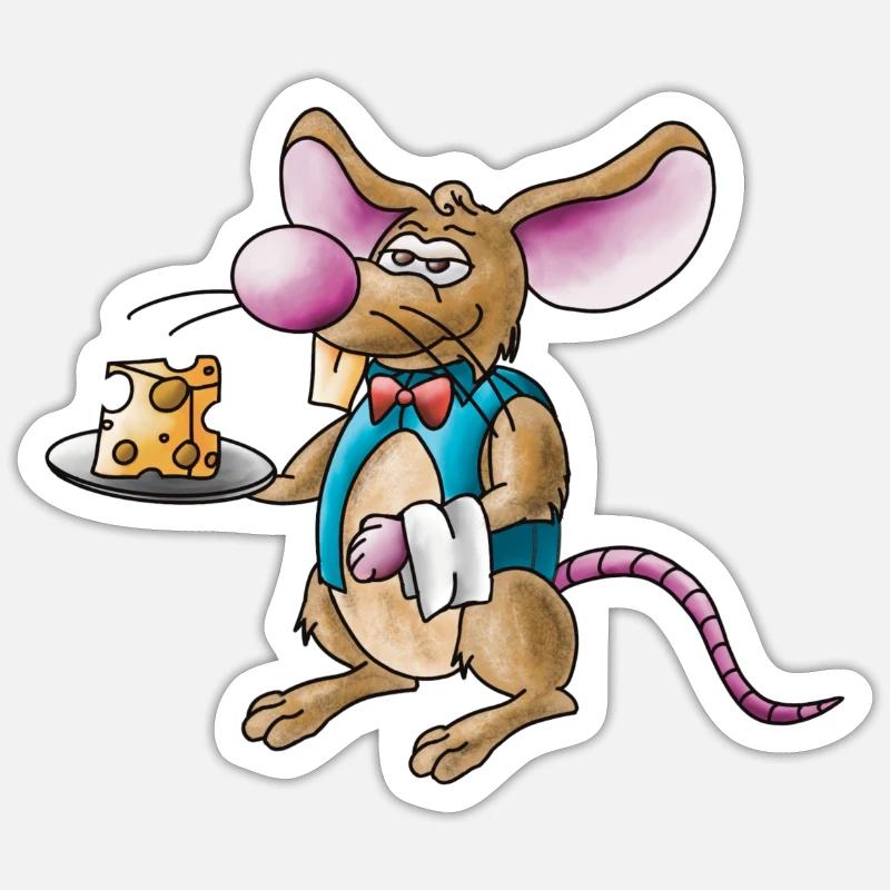Rat distingué - Sticker taille S (10 x 10 cm) - blanc mat