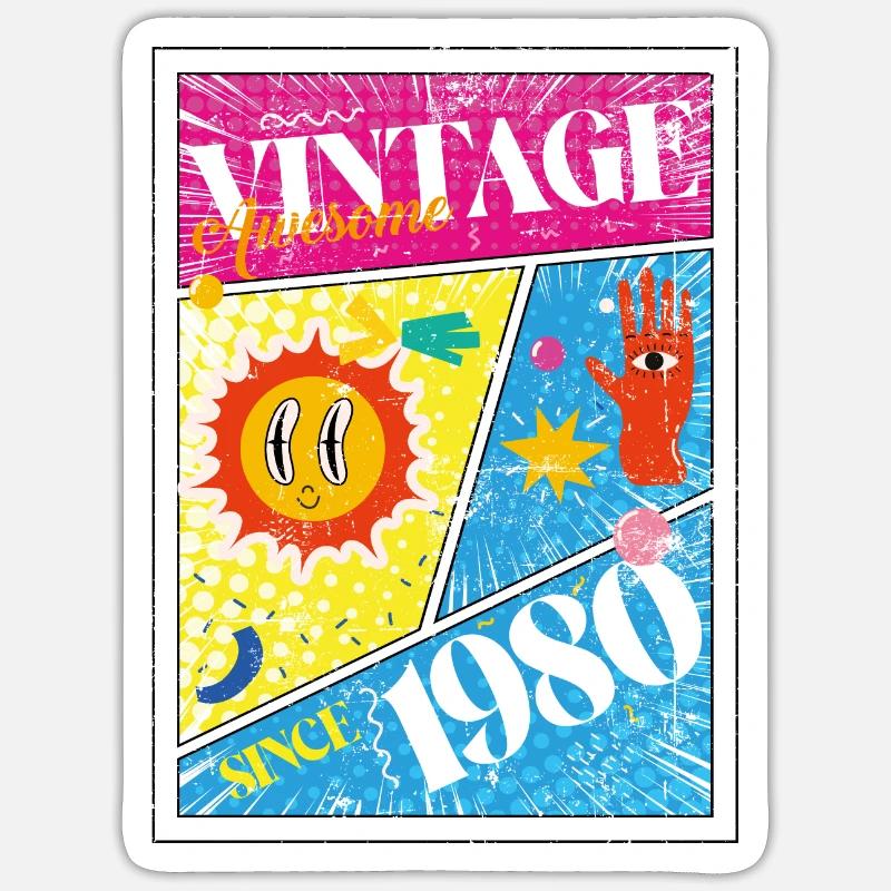 Millésime 1980 - Sticker taille S (10 x 10 cm) - blanc mat