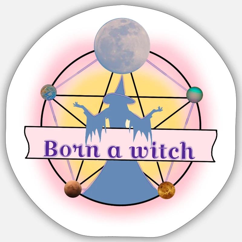 Née sorcière - Sticker taille S (10 x 10 cm) - blanc mat