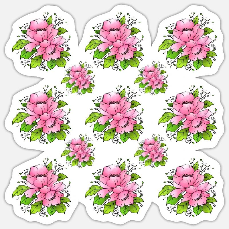 Fleur - Sticker taille S (10 x 10 cm) - blanc mat