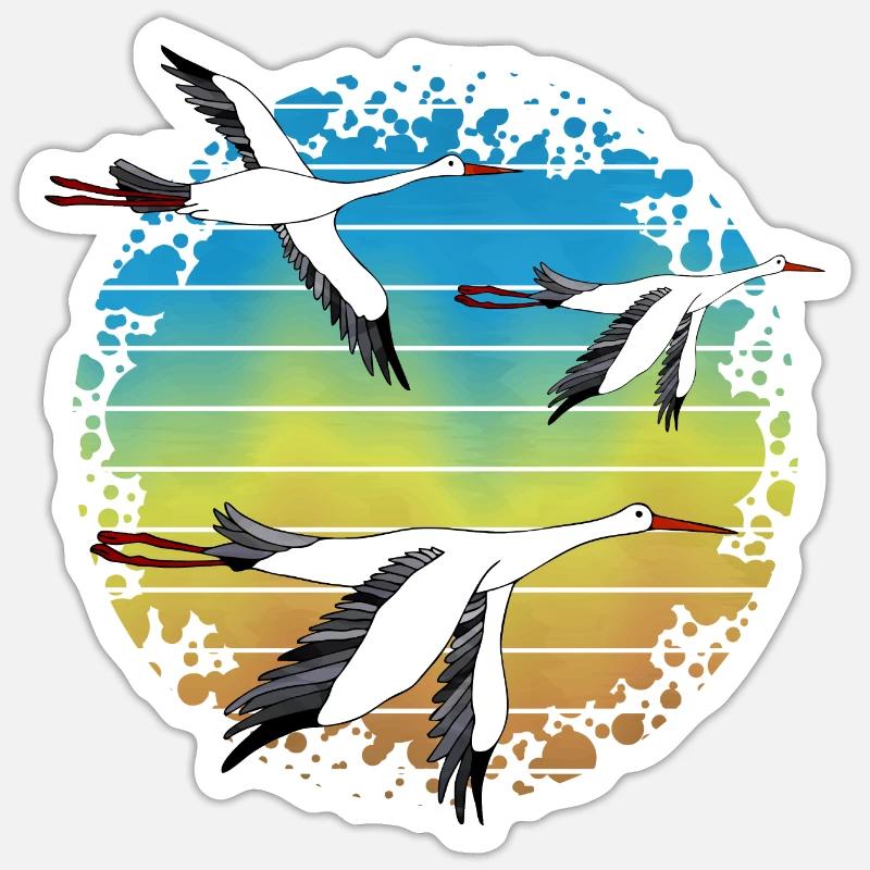 Storks - Sticker size S (10 x 10 cm) - white matte