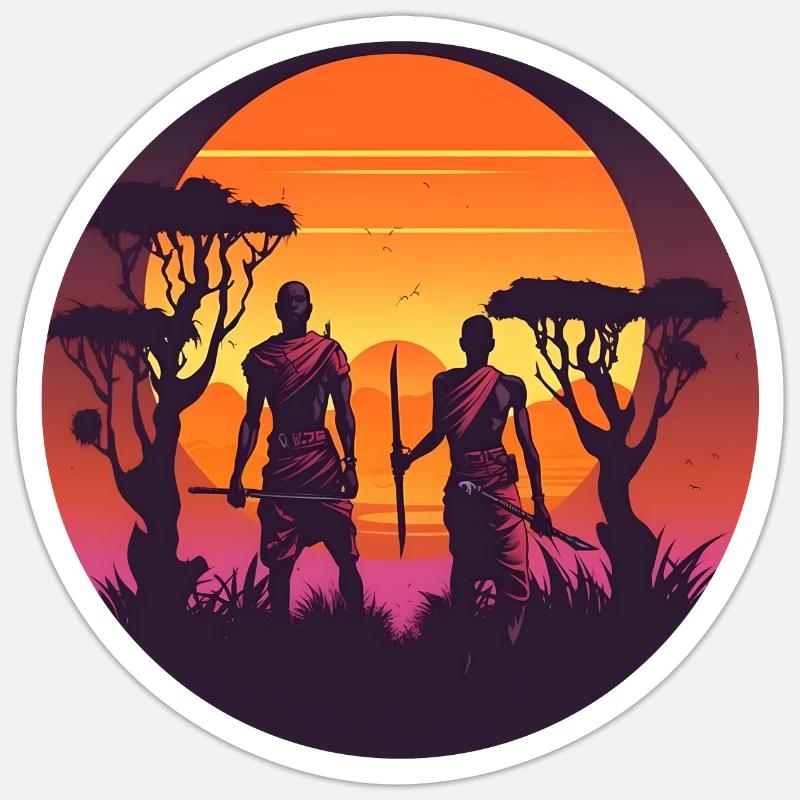 Synthwave chasseurs africains - Sticker taille S (10 x 10 cm) - blanc mat