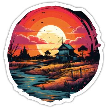 Paysage - Sticker taille S (10 x 10 cm) - blanc mat - Devant