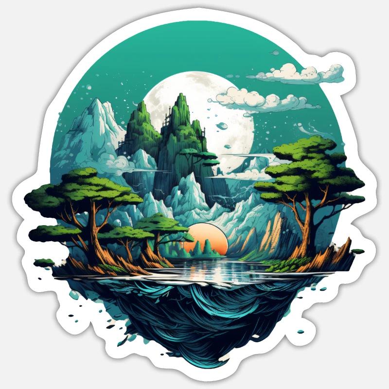 Paysage - Sticker taille S (10 x 10 cm) - blanc mat