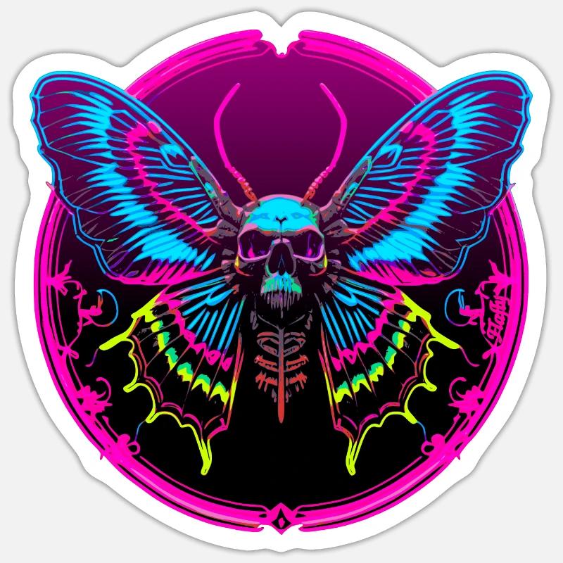Skull Moth - Sticker size S (10 x 10 cm) - white matte