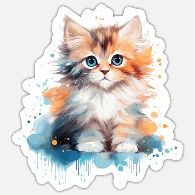 Kätzchen - Sticker Größe S (10 x 10 cm) - Mattweiß