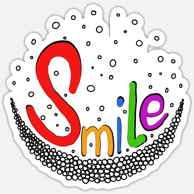 Sourire coloré - Sticker taille S (10 x 10 cm) - blanc mat