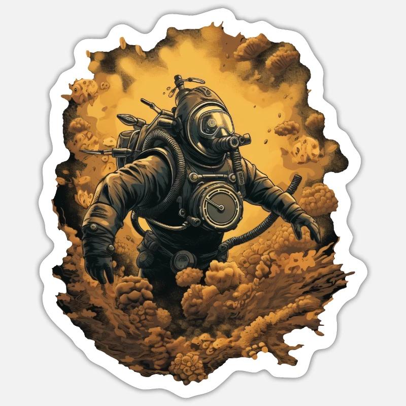 Plongeur - Sticker taille S (10 x 10 cm) - blanc mat