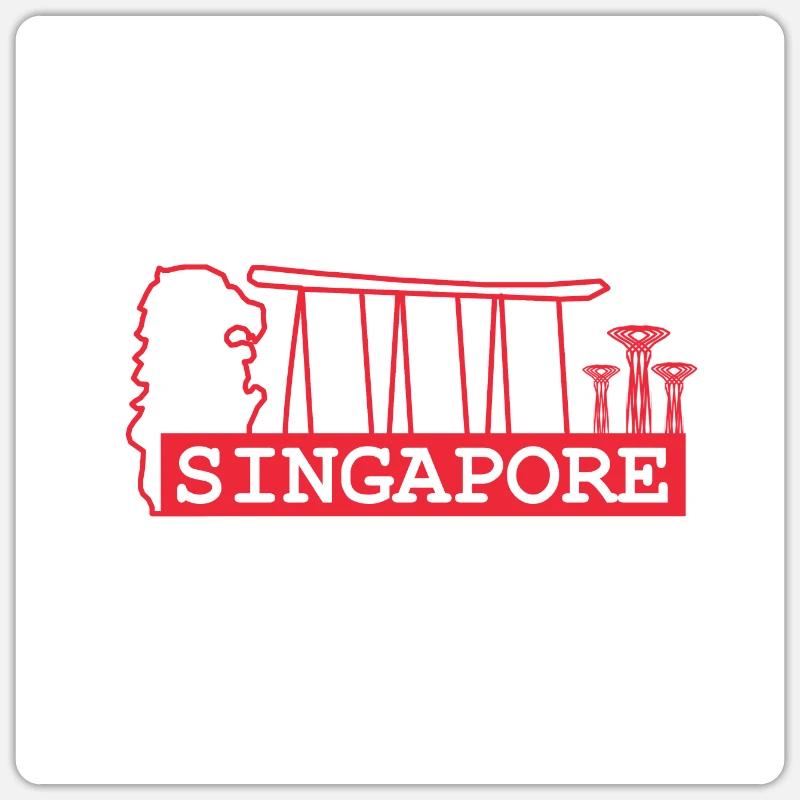 Singapour - Sticker taille S (10 x 10 cm) - blanc mat