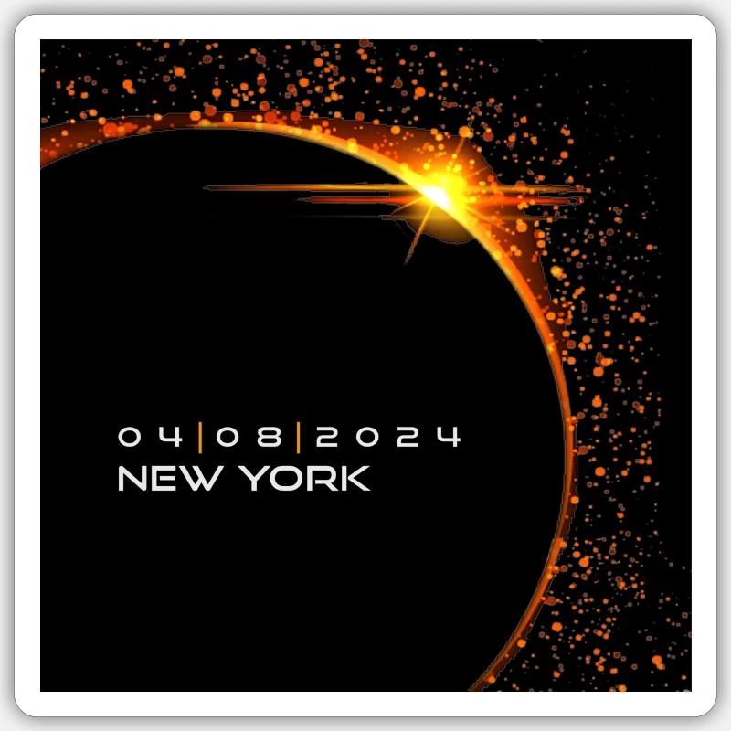 New York 2024 Eclipse Cool Souvenir Souvenir Avril - Sticker taille S (10 x 10 cm) - blanc mat