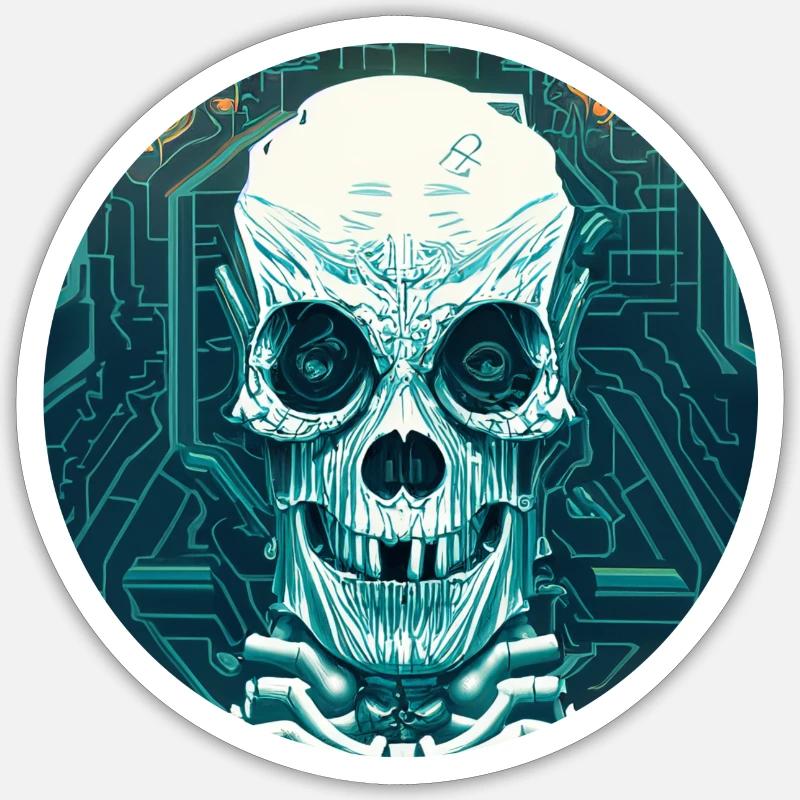 Cyber -Skull - Sticker size S (10 x 10 cm) - white matte