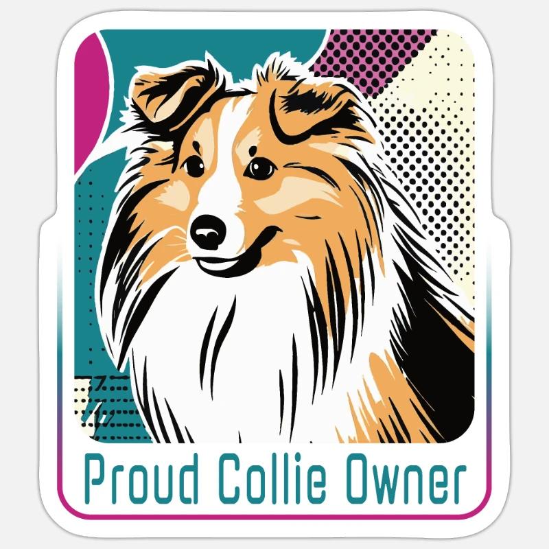 Fier propriétaire de Collie - Sticker taille S (10 x 10 cm) - blanc mat
