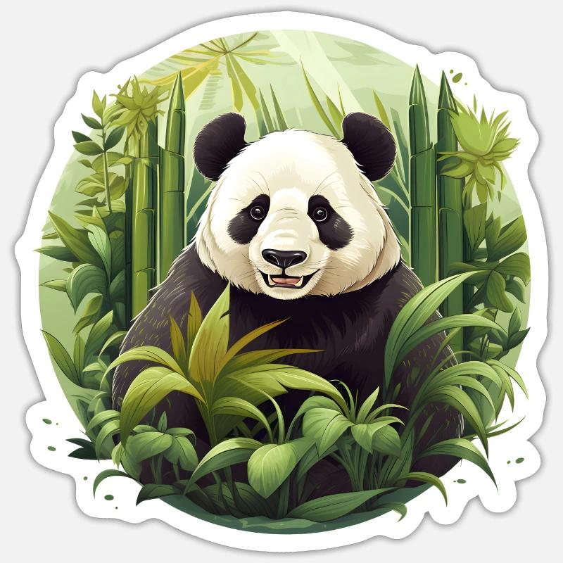 Panda's Paradise - Sticker Größe S (10 x 10 cm) - Mattweiß