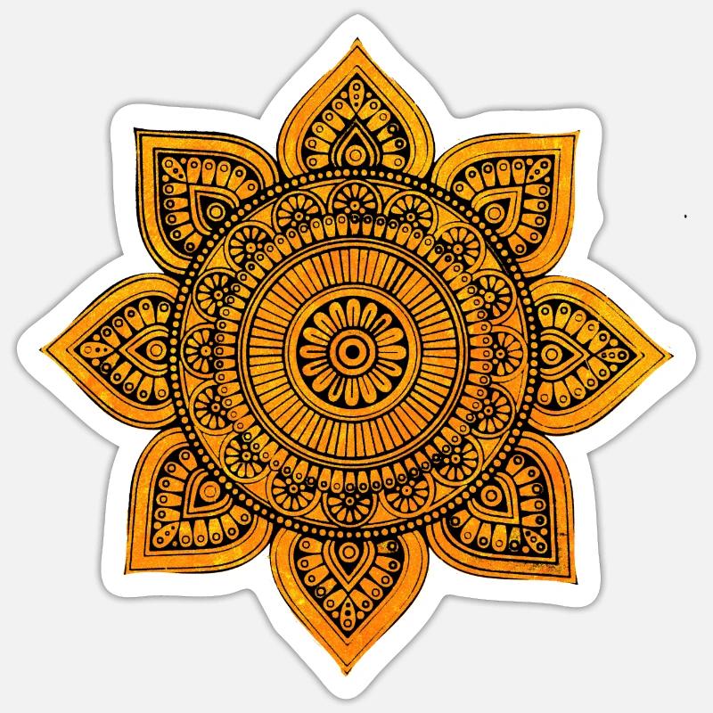 Mandala Or - Sticker taille S (10 x 10 cm) - blanc mat