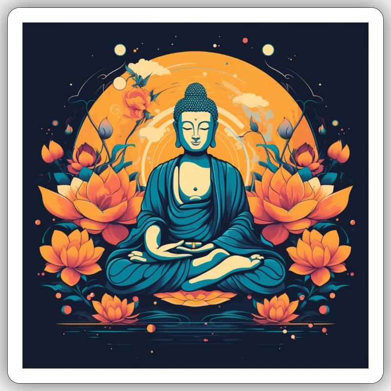Œuvre de Bouddha - Sticker taille S (10 x 10 cm) - blanc mat