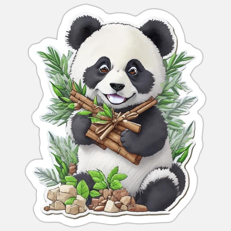 Panda bear eats bamboo Sticker size S (10 x 10 cm)