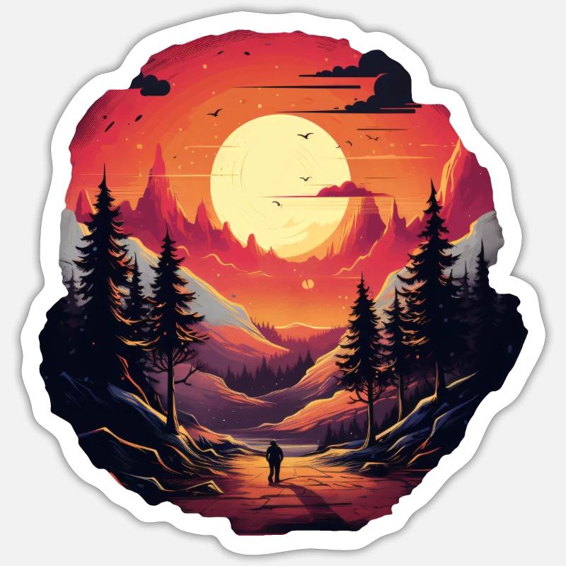Paysage - Sticker taille S (10 x 10 cm) - blanc mat