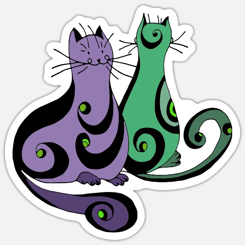 Chats - Sticker taille S (10 x 10 cm) - blanc mat
